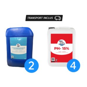 Pack Entretien Piscine: 2 Hypochlorite de Sodium + 4 Régulateur de pH